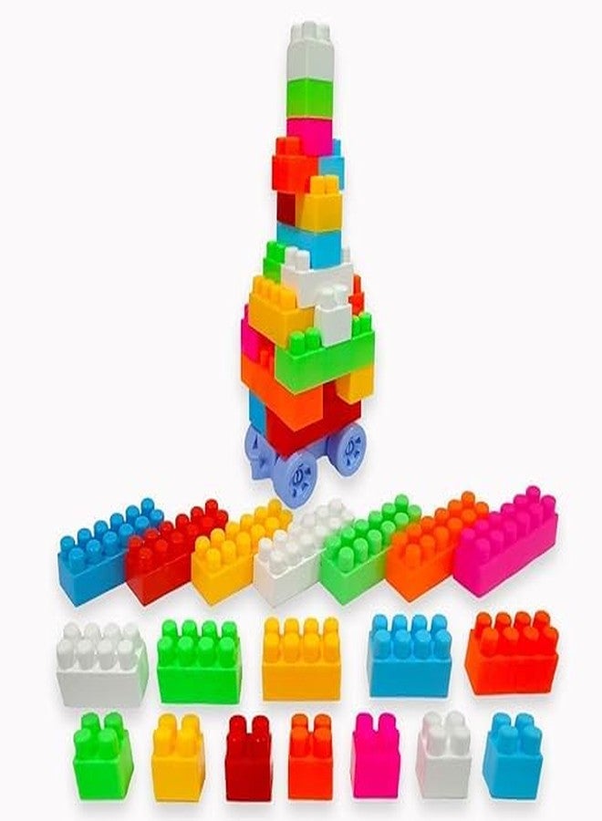 PULSBERY 100 pcs Building Blocks for Kids with Wheel Age 3+, Smart Activity Fun and Learning Train Blocks for Toys(Multicolor) - Image 2
